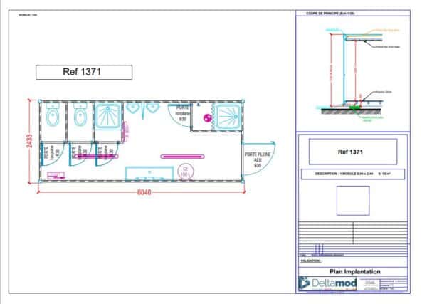 Sanitaire modulaire occasion 15m²