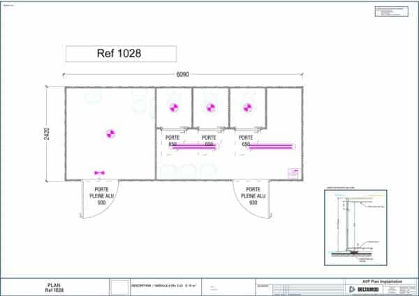 Modulaire sanitaire d'occasion de 15m²