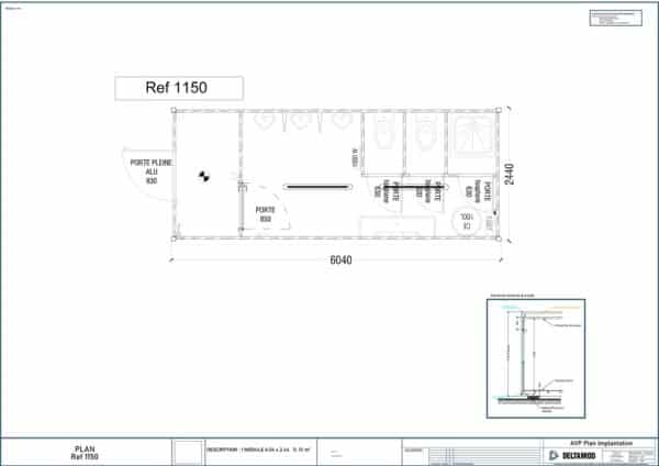 sanitaire modulaire occasion 15m²